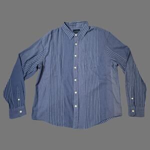 Lucky Brand Men's Blue Striped Long Sleeve Button Up Shirt Size L NWT